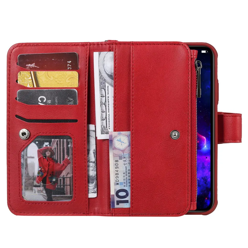 Funda de cuero con tapa y cremallera para iPhone, carcasa magnética para iPhone 11 Pro MAX 11, X, XS MAX, XR, 8, 7 Plus, 6s, SE, 5S, 5, 2019