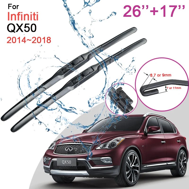 Car Front Windshield Wiper Blades for Infiniti QX50 2014 2015 2016 2017 2018 Model Frameless Rubber Snow Scraping Accessories