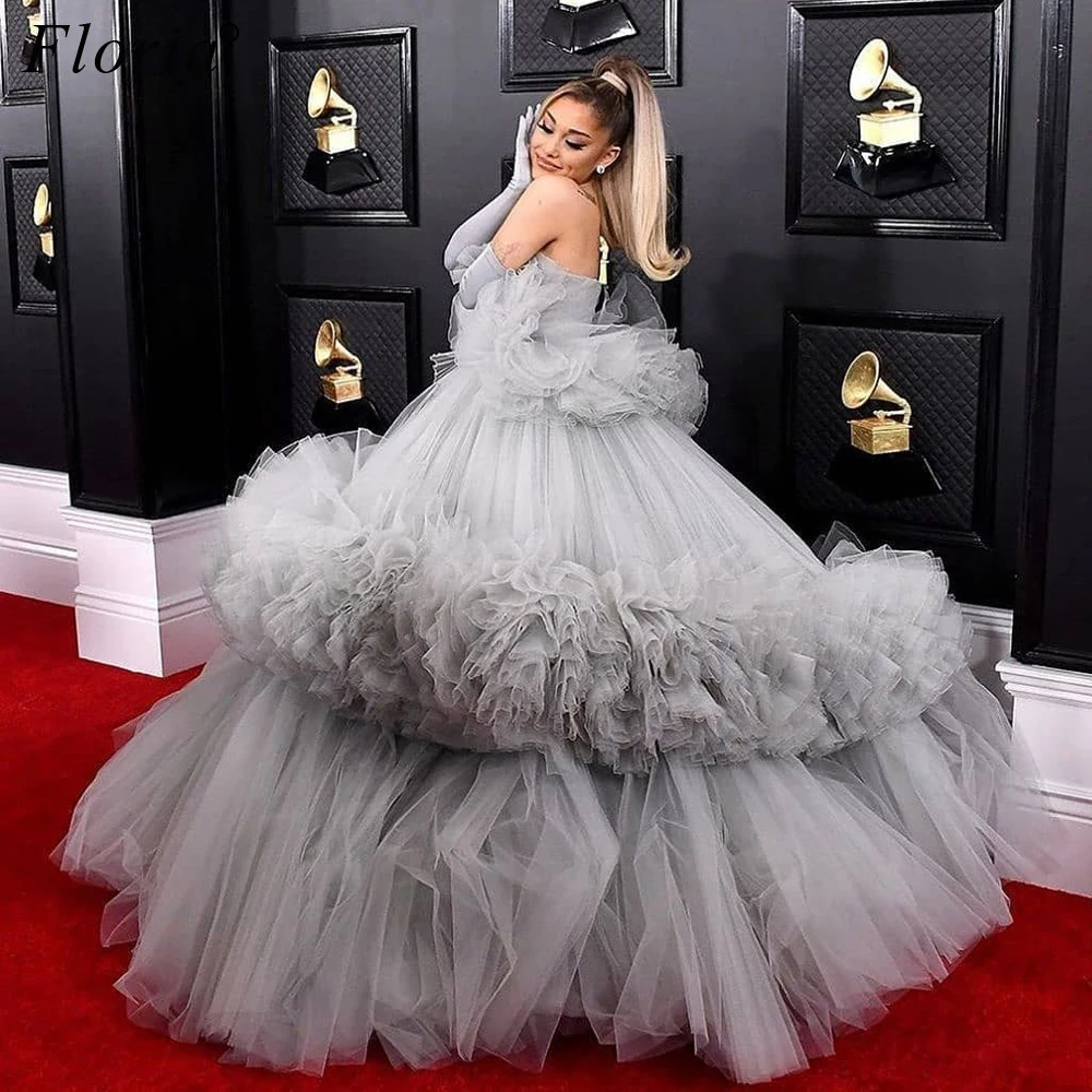 Vestido de princesa gris para mujer, traje Sexy de oriente medio con alfombra roja, a la moda, para fotografía, talla grande, 2020