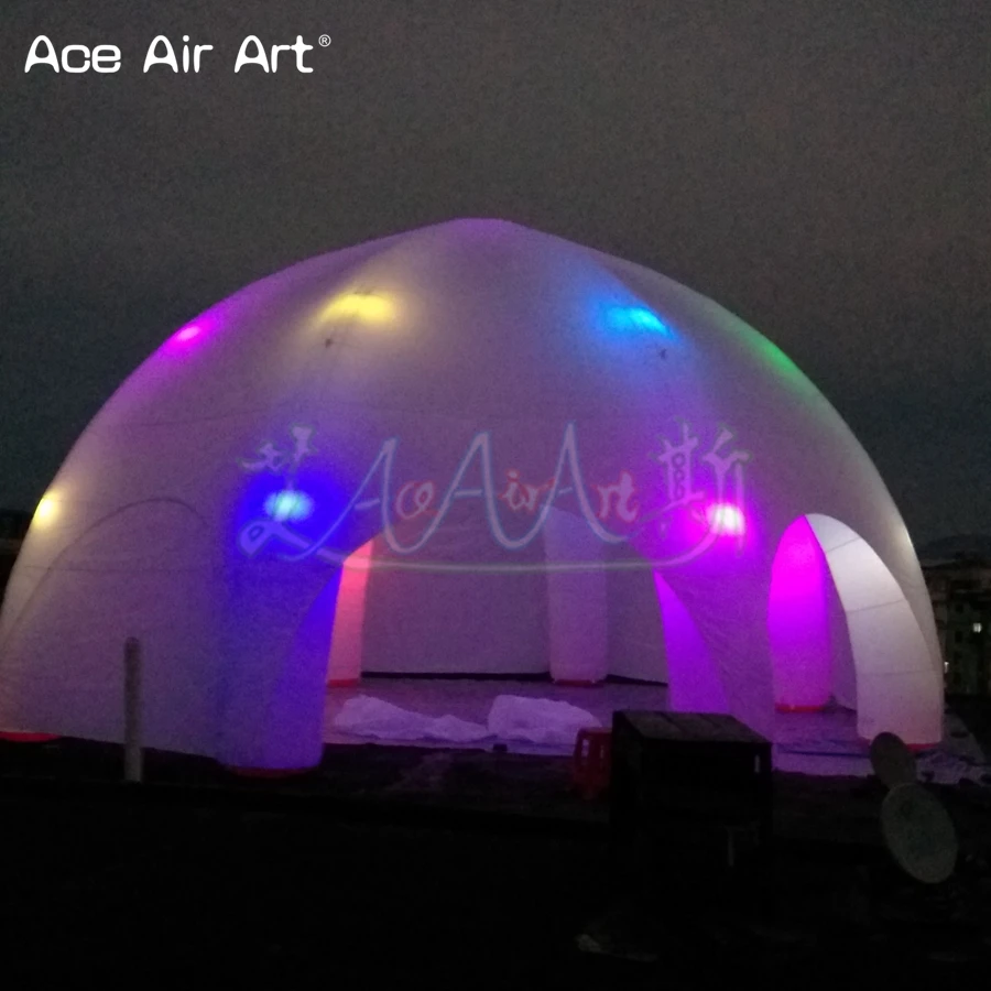 

10m Diameter LED Lights Inflatable Dome Spider Marquee Tent Event Gathering Station With Full Cover And Removable Zipper Door