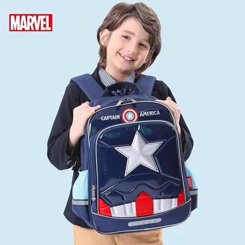 Disney New School Bags For Boys Primary Student Shoulder Backpack Orthopedic Bags Captain America Spider Iron Man Kids Gifts