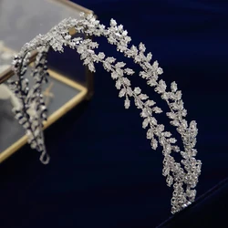 Irregular CZ Zircon Wedding Tiaras Crowns Headbands Crystal Evening Hairbands Brides Hair Accessories Prom Jewelry