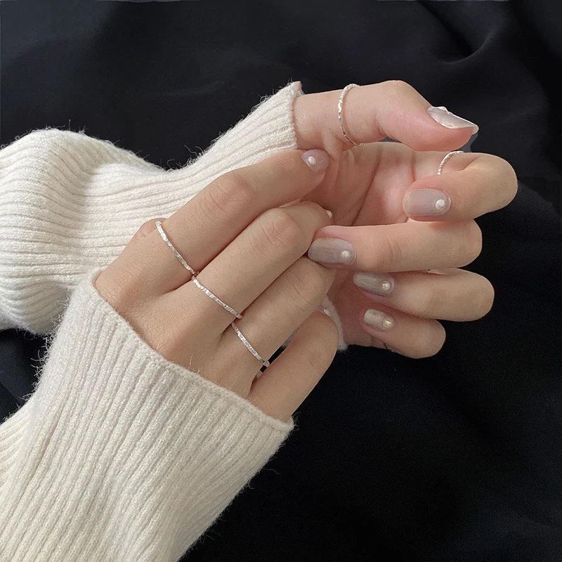 F.I.N.S Korean Simple Irregular Slim Ring Female Concave Finger Fine Rings for Women S925 Sterling Silver Stackable Ring
