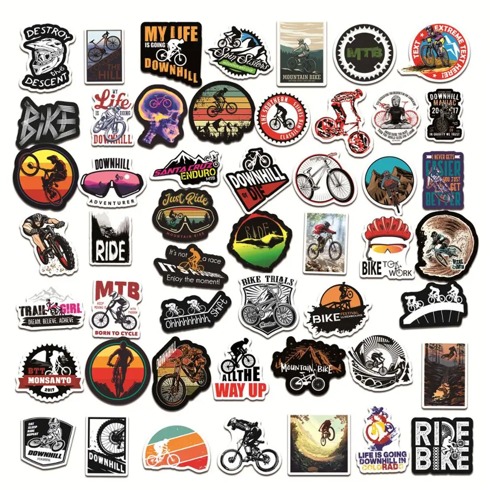 50pcs Bicycle Sticker Frame Protection PVC Waterproof Road MTB Bike Decal Sticker for DIY Laptop PC Phone Skateboard Luggage