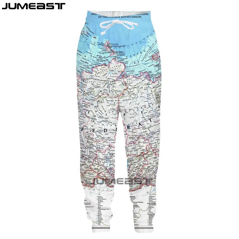 Jumeast Brand Men Women 3D Printed Map Oversized Streetwear  Casual Long Pants Sweatpants Fashion Spring Autumn Trousers