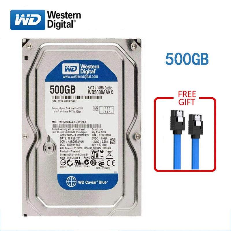 오리지널 분해된 중고 하드 드라이브, WD 브랜드 500Gb 등 3.5 인치 HDD SATA 3-6 Gb/s 8-16M 5400-7200RPM 데스크탑 PC 내부 디스크