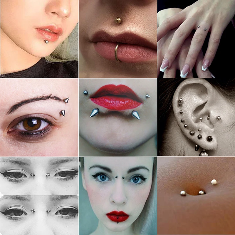 Neue Aufkleber Gefälschte Augenbraue Grübchen Gesicht Piercing Bauch Nase Ring Lip Stud Keine Durchbohrten Ohrring Dermal Anker Top Körper Schmuck – Detail 2