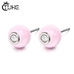 Black White Pink Geometric Round Women Ceramic Earrings Cute Christmas 2020 New Fashion Jewelry For Women Girl New Year Gift