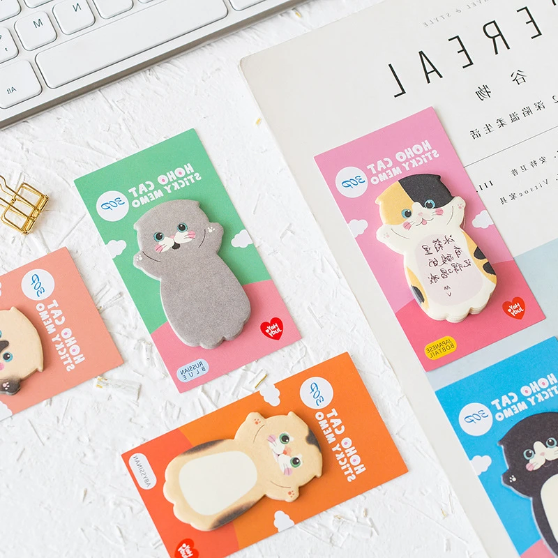 Ellen Brook 1 PCS Cute Kawaii Cat Series Sticky Note Student Message Sticker Times Memo Pad Scrapbooking School Label Stationery