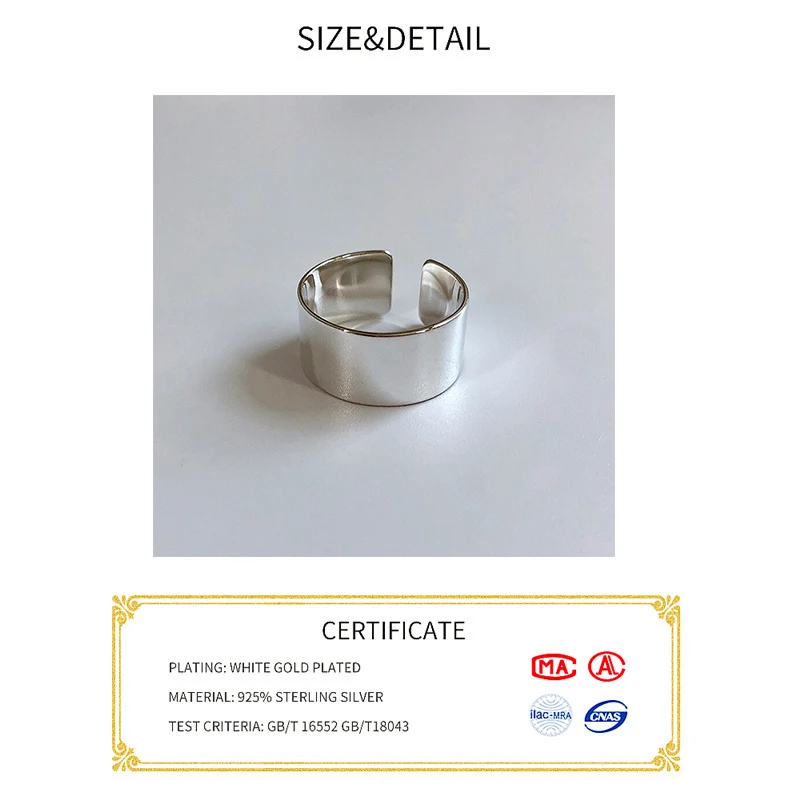 925 sterling silver adjustable rings for women Korean simple punk chain ring set statement hip hop fine jewelry