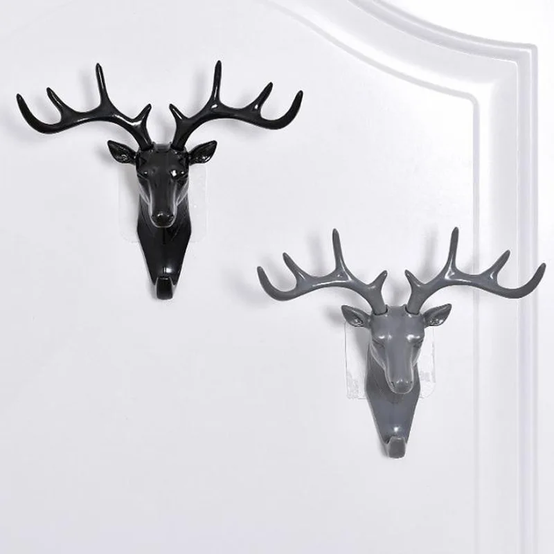 Wall Hanging Key Hook Vintage Deer Head Antlers Hanger Home Decor Key Hook Hanger Rack for Hanging Clothes Hats