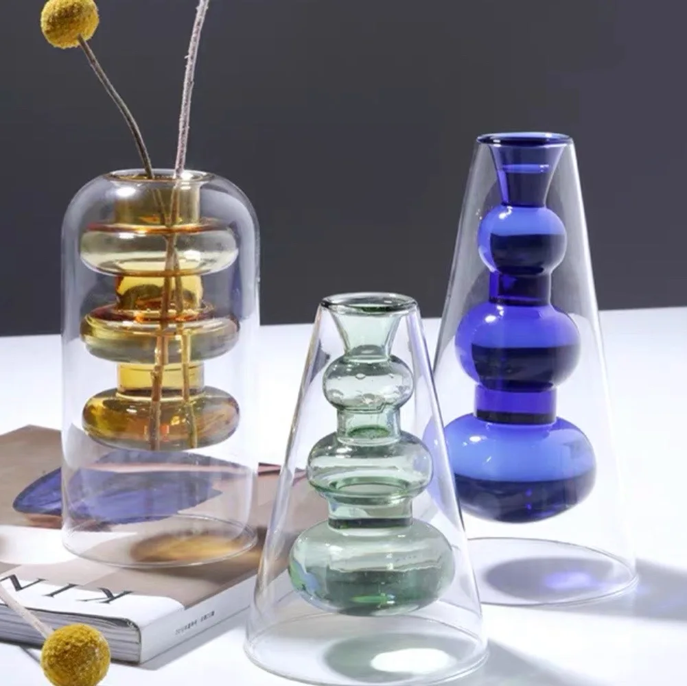 

Color Hydroponic термоусадочная Transparent Glass Vase Living Room Desktop Artist Home Decoration Ornaments Nordic Creativity