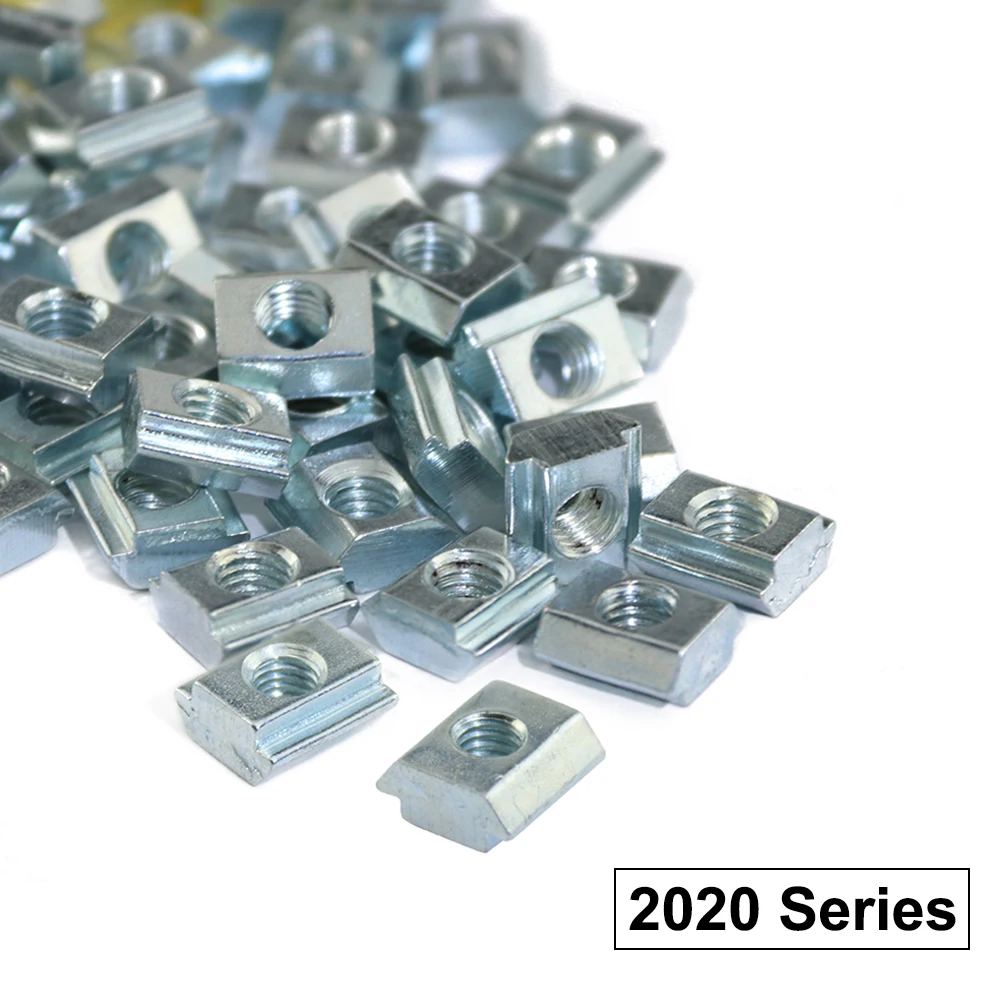 

100pcs 2020 Series M3 M4 M5 M6 T Block Square nuts T-Track Sliding Hammer Nut for Fastener 2020 Aluminum Profile