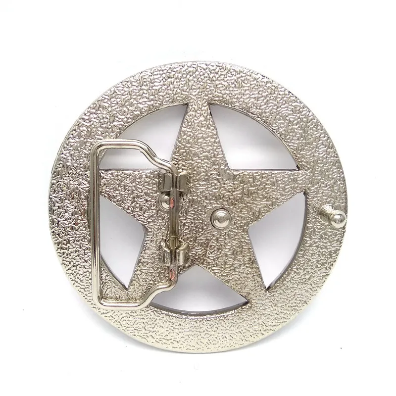 Drop Shipping World War II US Military Silver Five-pointed Star Logo Belt Buckle Metal Retail Custom Cowboy Belt Buckles