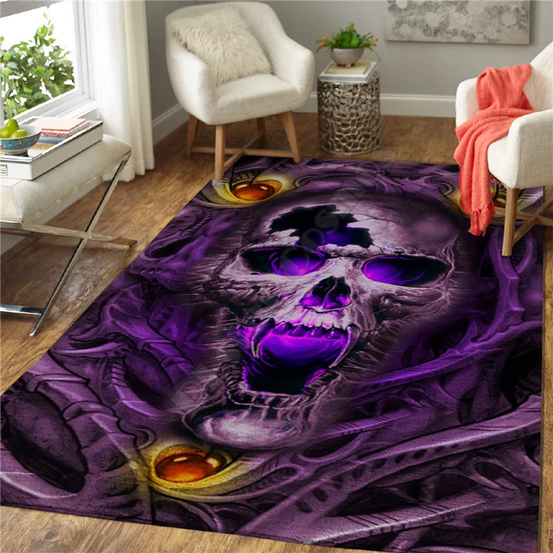 Alfombra de calavera Alfombra cuadrada antideslizante Alfombra 3D Alfombra antideslizante Comedor Sala de estar Alfombra suave para dormitorio estilo-02