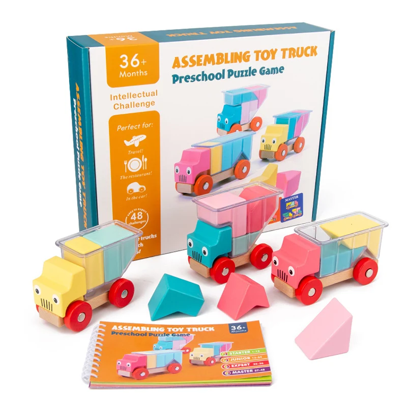 Children Learning Education Toys Assembling Toy Truck Wooden Bricks Block Preschool Puzzle Game Intellectual Challenge