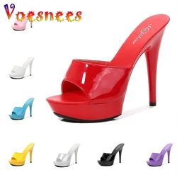 Voesnees 2021 New Summer Woman Slipper tacco Fine 13cm pantofola piattaforma scivoli sandalo piattaforma fondo pompe Sexy per festa femminile