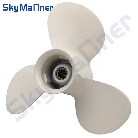 664-45945-00-EL Propeller 9 7/8 x 10 1/2 For Yamaha Outboard 20-30HP Aluminum Alloy White 3 Blades 10 Spline Tooth R Rotation