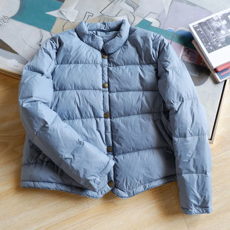 

Women Short Down Jackets New Autumn Winter Female Thin White Duck Down Coat Warm Light Down Jacket Parkas Outwear Tops AB1689