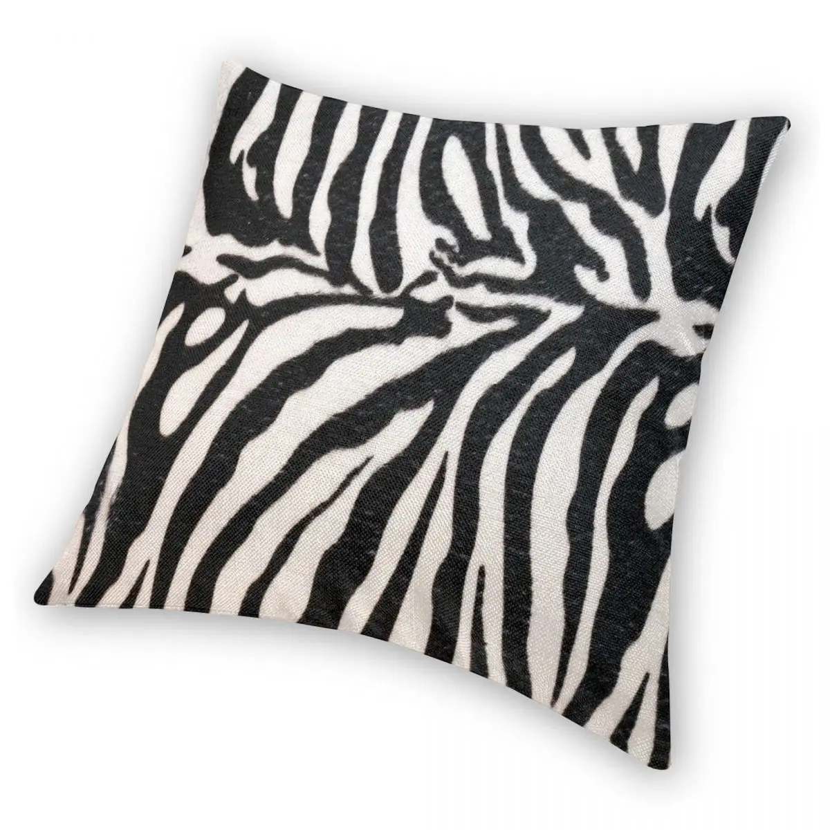 Zebra Stripes Square Pillowcase Polyester Linen Velvet Pattern Zip Decor Pillow Case Room Cushion Case