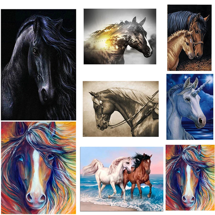 Diamond Painting Animal Horse Home Decoration Cross Stitch Full Drill Square round Embroidery Mosaic Picture Handwork Crafts