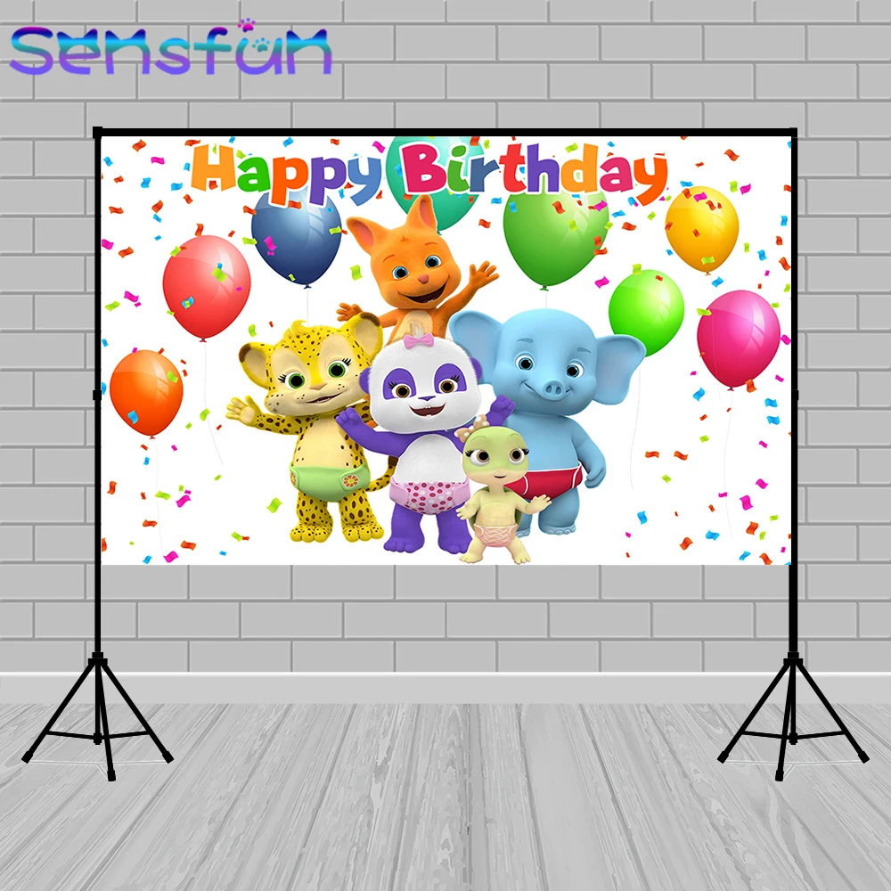 الرسوم المتحركة كلمة حفلة صور خلفية تخصيص فوتوزون الفينيل فوتوكورد بالونات استحمام الطفل طفل حفلة عيد ميلاد ديكور استوديو الصور
