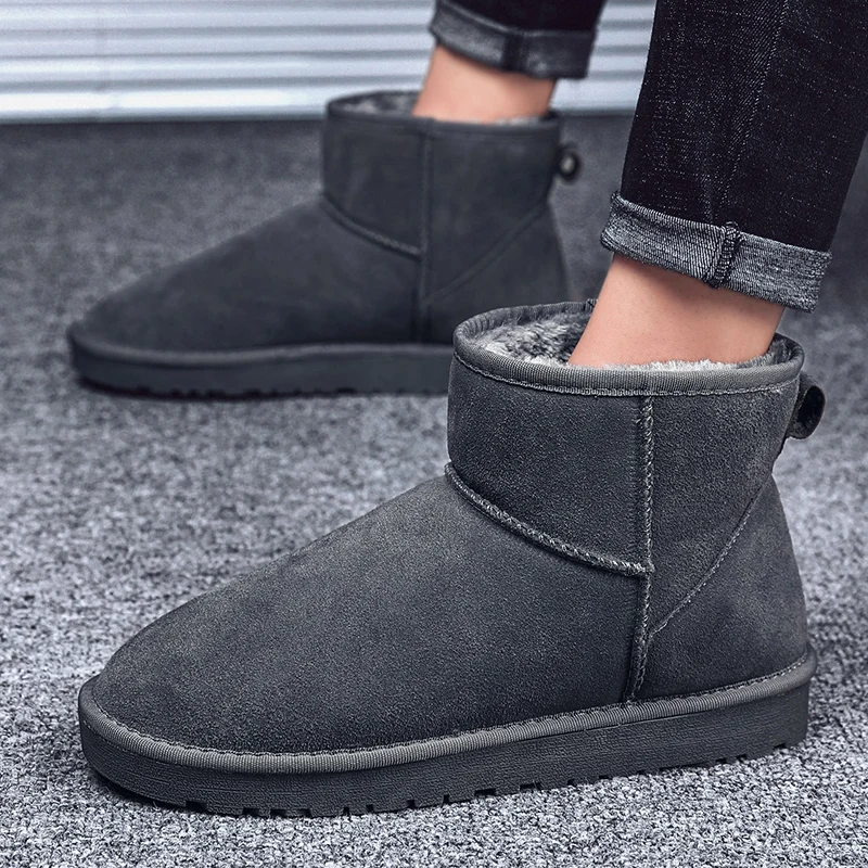 Winter Men Ankle Plush Fur Waterproof Suede Snow Boots Women Botines Hombre Bottine Botki Botte Femme Hiver 2020 Kar Botu