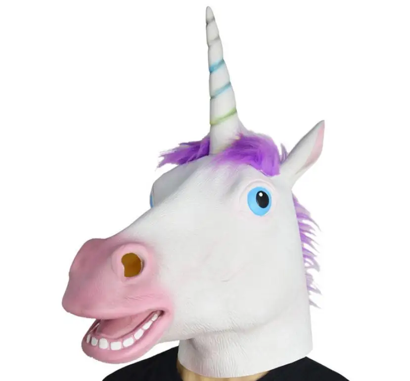 Halloween Party Unicorn Mask Head Set Environmentally Friendly Latex Holiday Gift