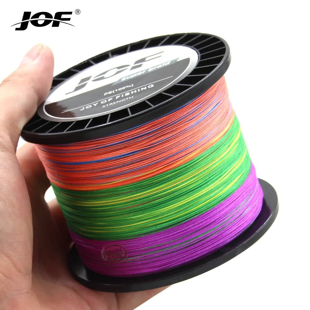 JOF Hot Sale! Braid Fishing line 1000M 500M 300M 8 Strands Multifilament Fishing Wire Carp Smooth PE Line 20-100lb Strength