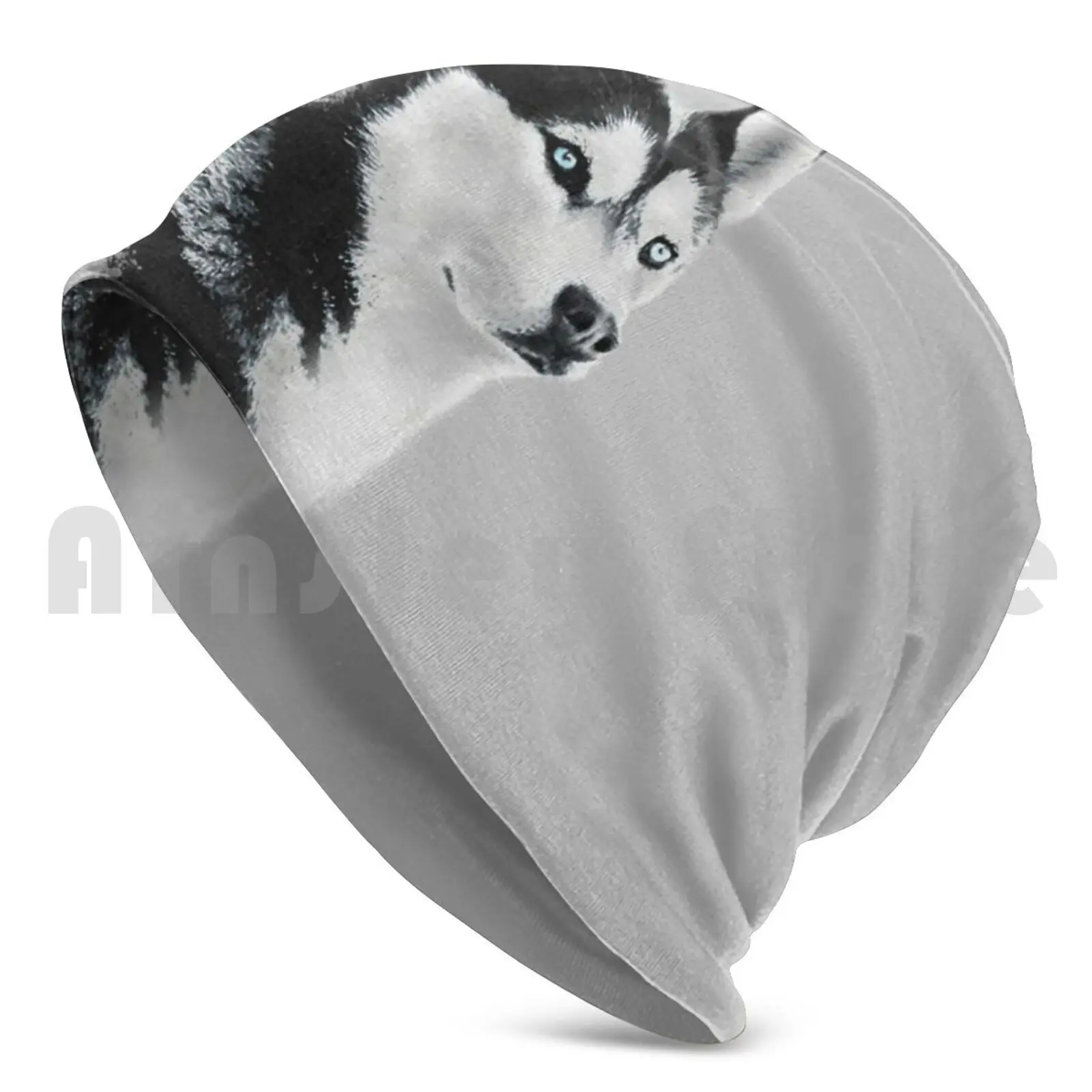 Siberian Husky Beanies Pullover Cap Comfortable Siberian Husky Husky Black Husky Husky Illustration Realistic Husky