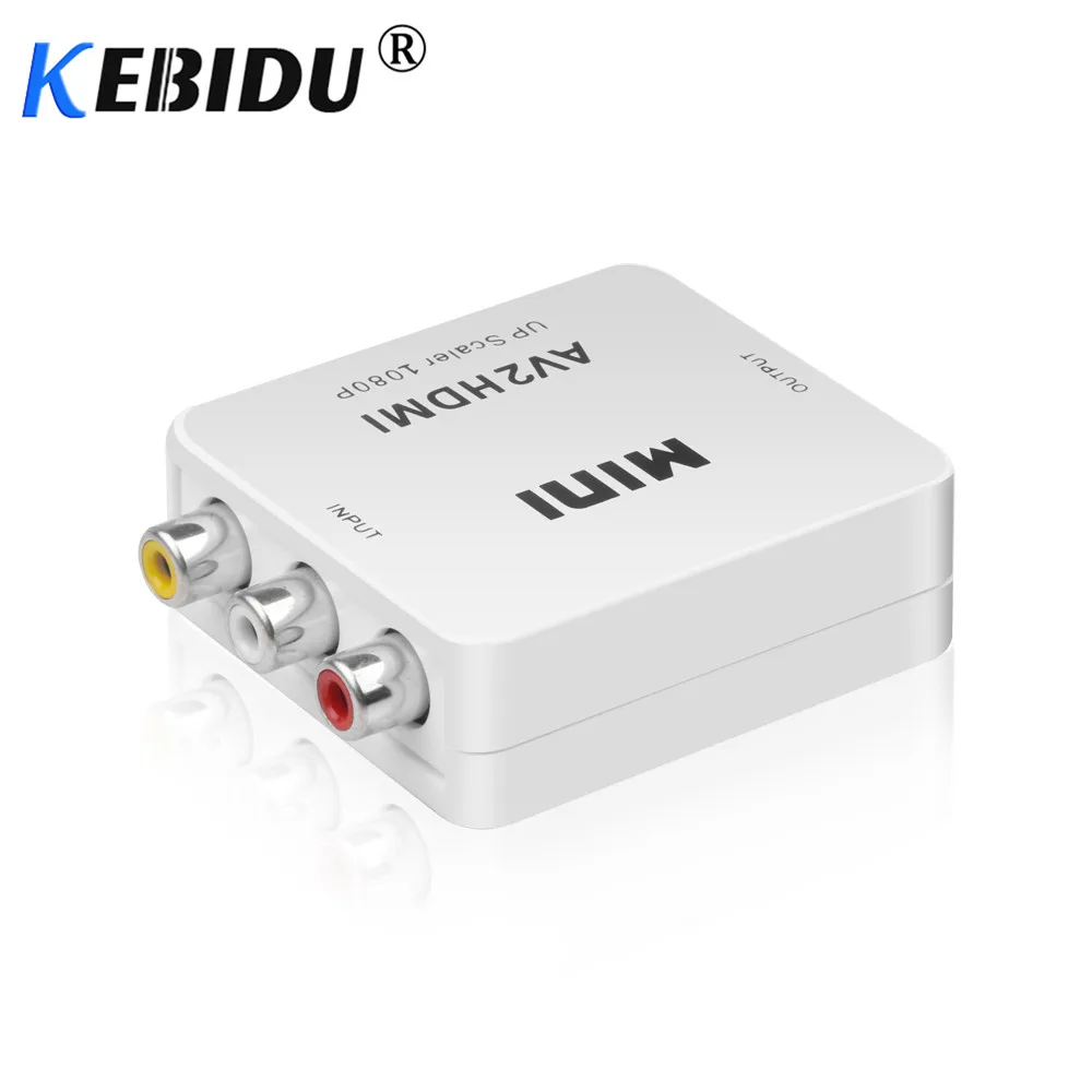 Composite AV CVBS 3RCA To HDMI Video Converter Adapter Full HD 720P 1080P สำหรับ HDTV VCR DVD VHS PS3 Xbox