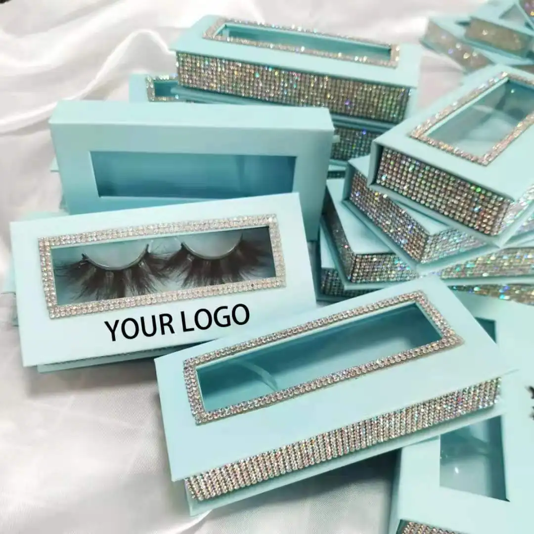 Empty Diamond Magnet Eyelashes Packaging Box Wholesale Bulk Mix Colored Free Logo 25mm Mink False Lashes Case Nail box with tray