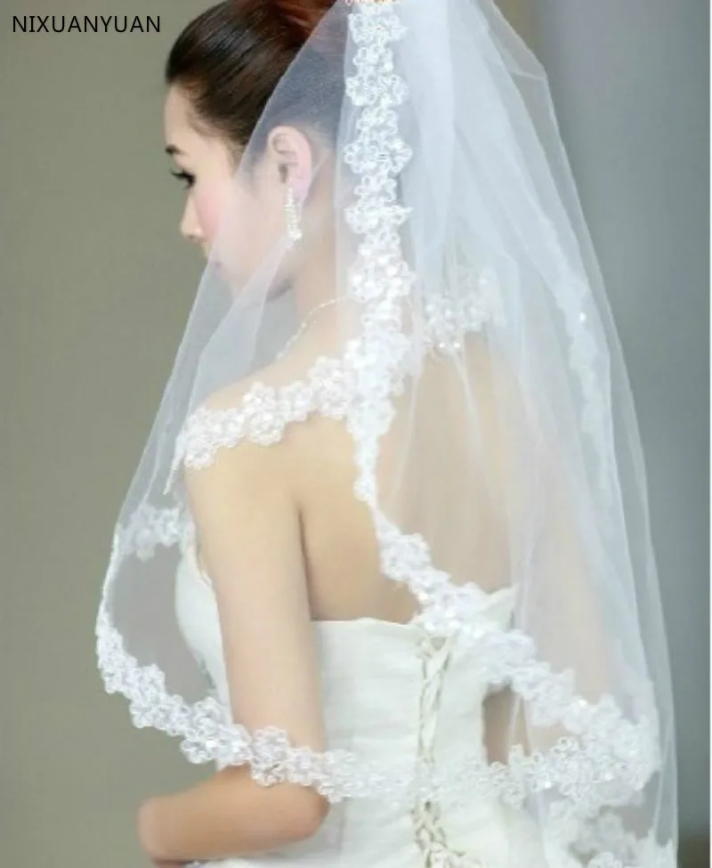 Accessori da sposa Corto Veli da sposa, Senza Pettine Bianco Velo di Pizzo Veli Da Sposa di Alta Qualità A Buon Mercato