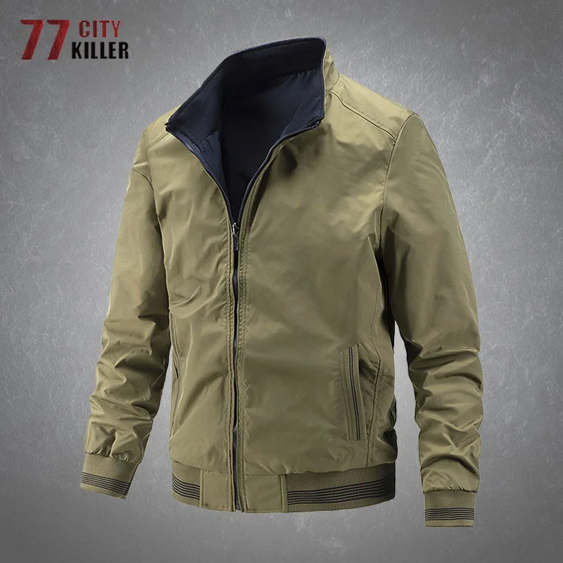 Spring Autumn Double-sided Jacket Men Casual Business Thin Cotton Coats Male Military Bomber Cargo Jackets Mens Casaco Masculino