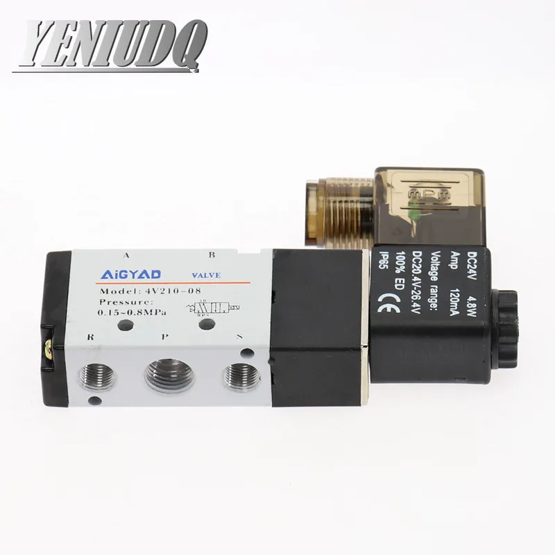 5Way 2 Position Airtac Electric Solenoid Valve 4V210-08 1/4