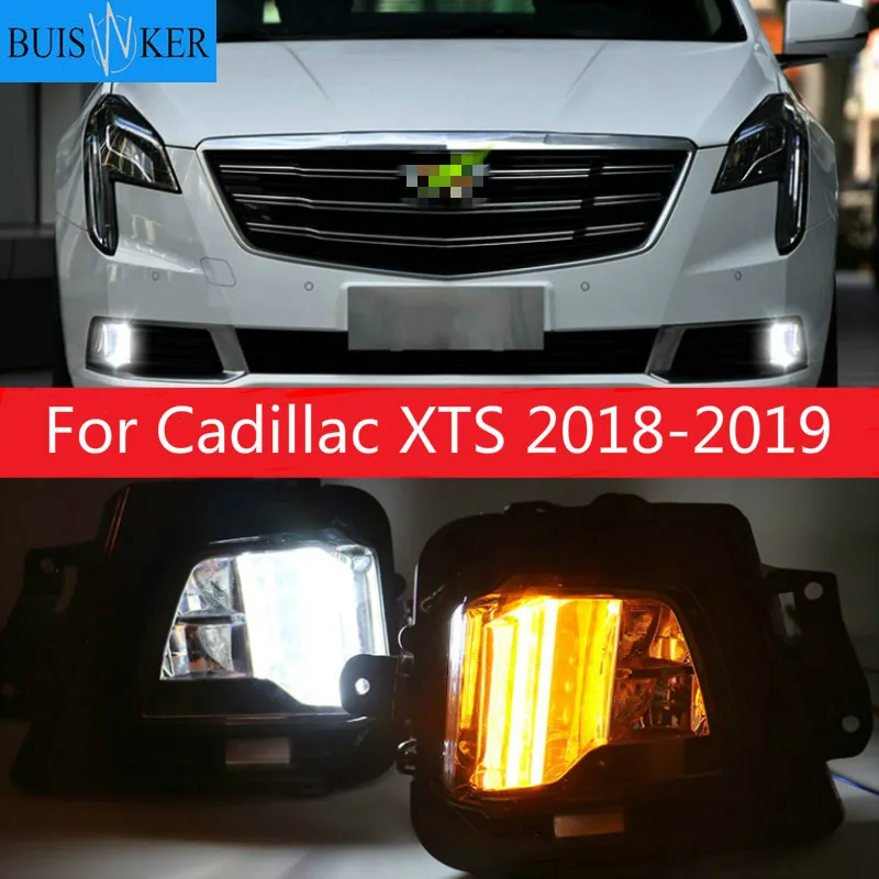 

LED fog lamp daytime running light for Cadillac XTS 2018-2019 with yellow turn signal