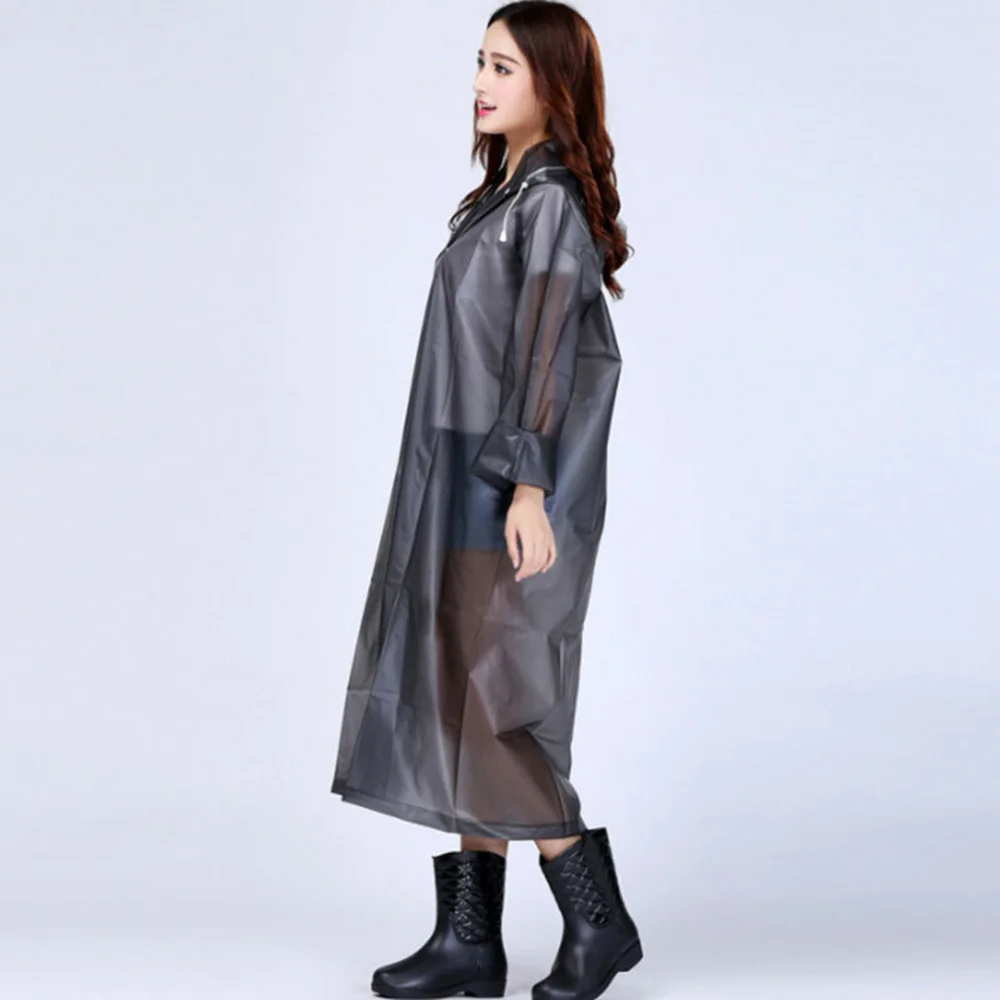 1 pz uomo donna EVA impermeabile Poncho con cappuccio giacca trasparente addensato impermeabile abbigliamento da pioggia turismo escursionismo