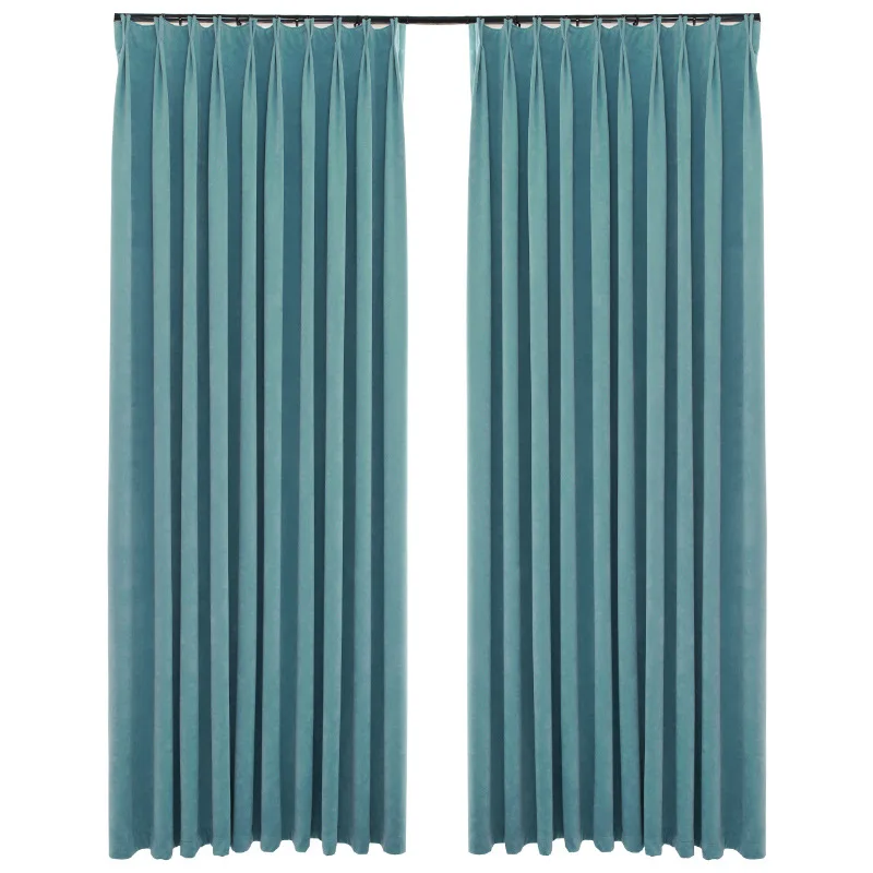 Nordic Modern Minimalist Curtains for Living Dining Room Bedroom Light Luxury Pure Color Chenille Blackout Curtains