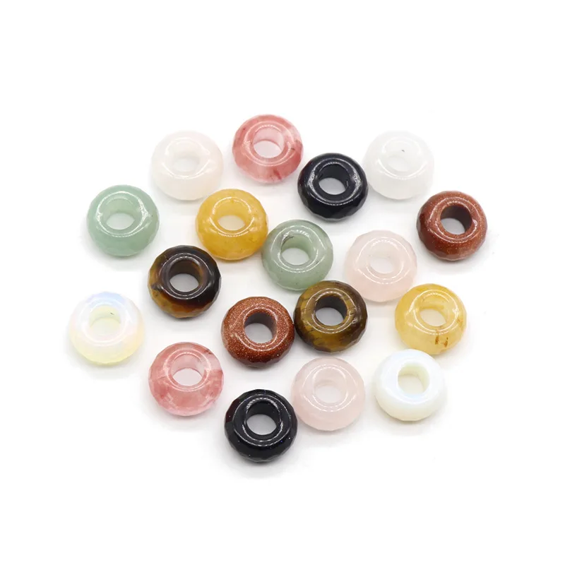 5Pcs/pack  8x14mm Large Hole Beads Faceted Semi-precious 9 Colors 6mm Hole Abacus Round Loose Beads DIY for Bracelets Necklace