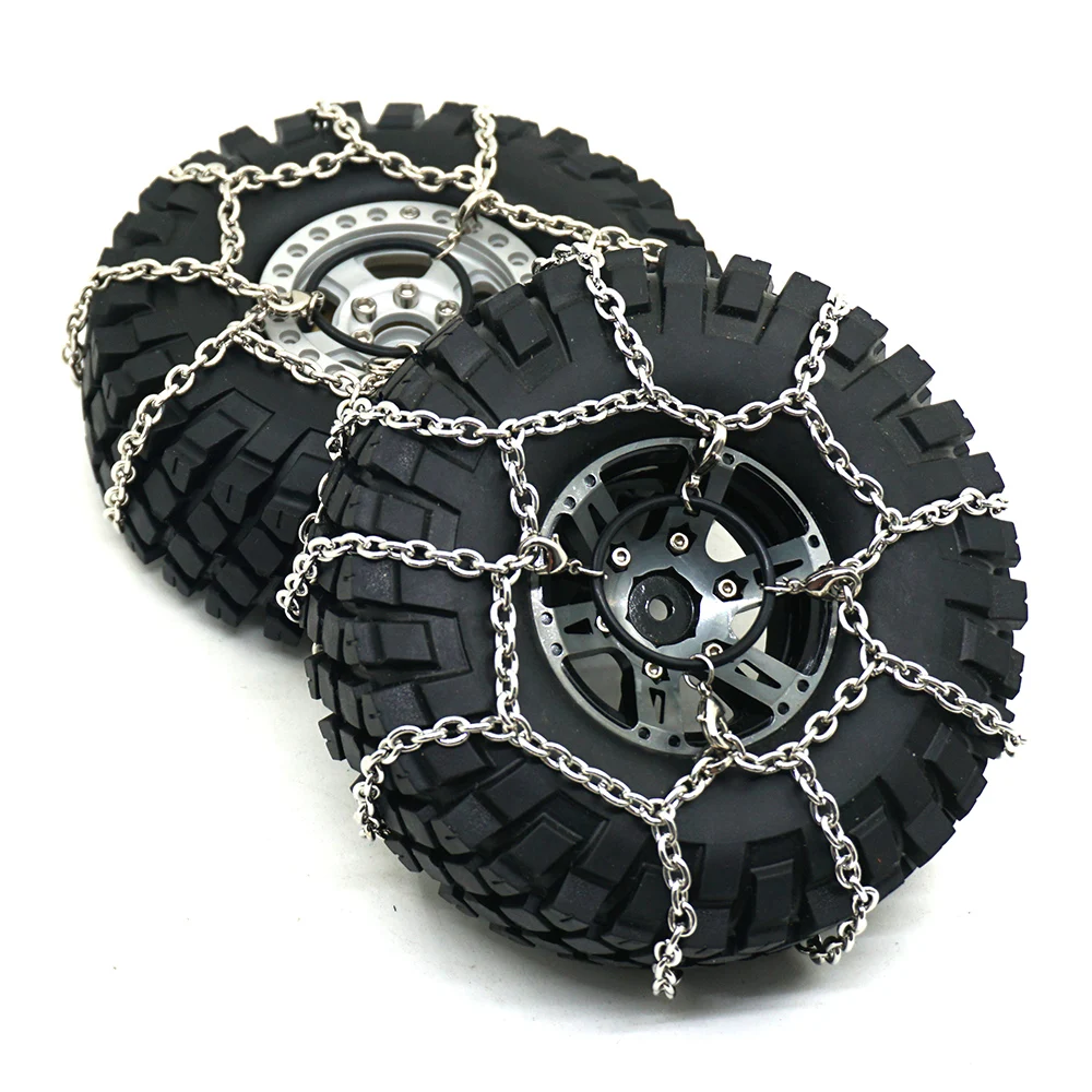 AXSPEED RC Car Snow Chain 120MM Metal Tires Snow Chain Wheels Tire Anti-skid Chains for 1/10 TRX4 RC Crawler Parts