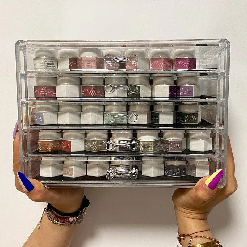 Nail UV Gel Polish Storage Box Manicure Extension Varnishes Holder Acrylic Transparent Drawer Storage Box Nail Art Jewelry Case