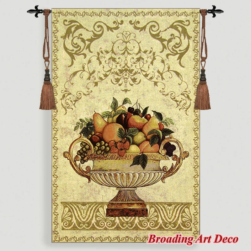 Pot of Fruit -II Jacquard Weave Art Tapestry Wall Hanging Gobelin Home Textile Decoration Aubusson Cotton 100% Big Size 139x89cm