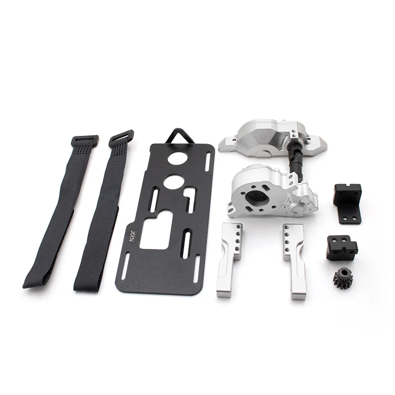 KYX Racing CNC Aluminum Front Transmission Gearbox & Front Servo Mount & Battery Tray for RC Crawler Car Traxxas TRX4 TRX6