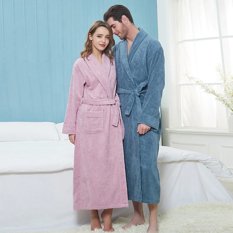 Casual Warm Homewear elegant silk kimono Long robe Toweling Terry Hooded Robe Cotton Toweling Terry Robe халат женский теплый