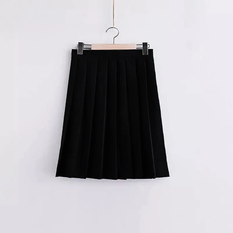 School Dresses Sailor Pleated Skirt Jk Uniforms Cosplay College Middle School Costume Black Navy Blue Short Middle Long Skirt