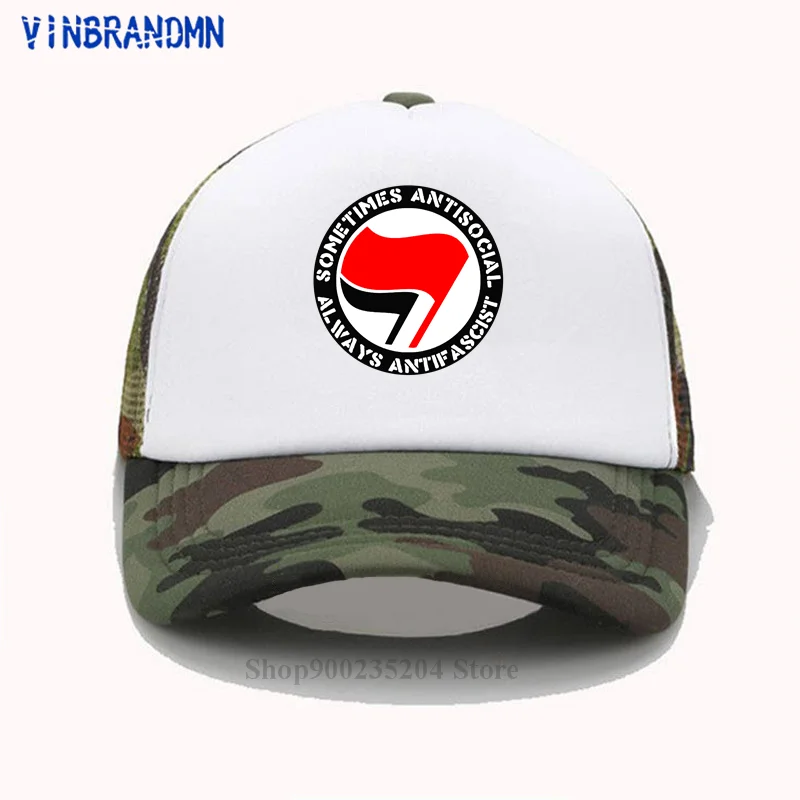 Antifa Symbol Baseball caps Sometimes Antisocial Always Antifascist sun hats Antifascism Socialist Leftist Antifa Flag Logo hats