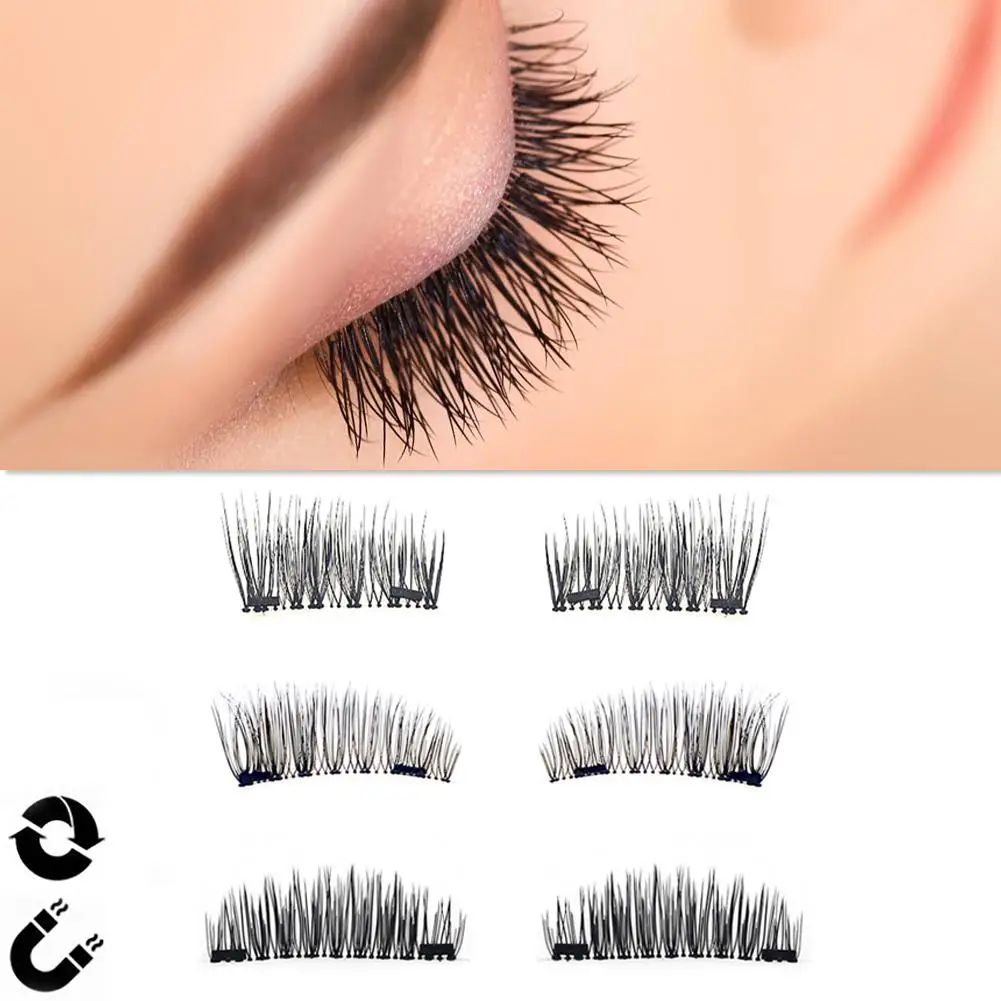 4PCS 3D Magnetic False Eyelashes  Four Magnets False Eyelashes Natural Eyelashes Makeup Beauty Tools