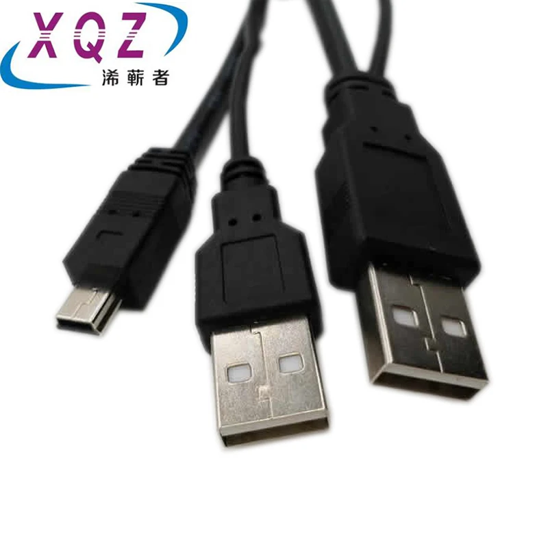 USB 2.0 HDD كابل يو إس بي إلى miniUSB USB إلى V3 لأجهزة القرص الصلب مزدوج USB إلى V3 كابل يو إس بي 2.0 إلى T شكل كابل أسود USB القرص الصلب