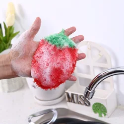 Cute Strawberry Bowl Pan Dish Sponge Fruit Scouring Dish Cloth Home Kitchen Cleaning Tool Soft Non-scratch Dish Scrubber Towel