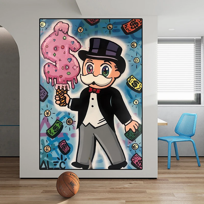 Funny Canvas Panting Tomato Soup Alec Monopoly Canvas Prints Picture Paintings For Living Room Poster On The Wall Home Decor